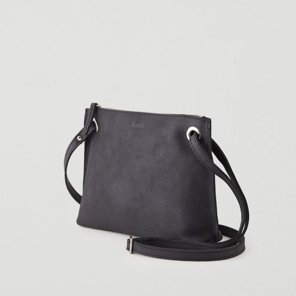 Roots Handbags - Roots Edie Grey Leather Adjustable Crossbody Bag